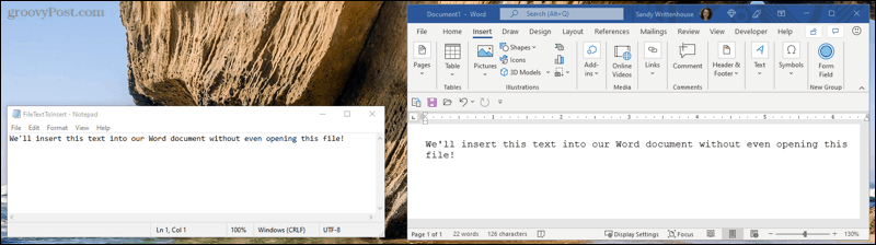 Вграждане на текстов файл в Word