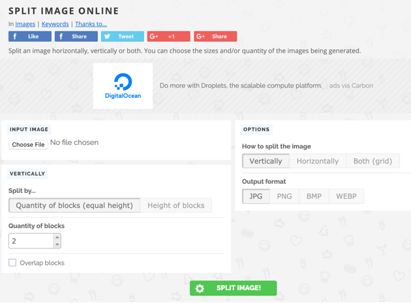 Използвайте Pine Tools Split Image, за да разделите изображението си за публикуване във вашата емисия в Instagram.