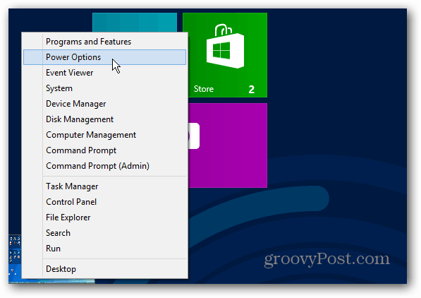 Меню за захранване Начален екран на Windows 8