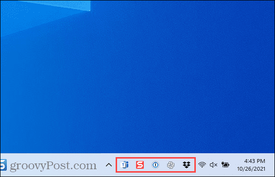 Икони за препълване на ъгъла на лентата на задачите в Windows 11
