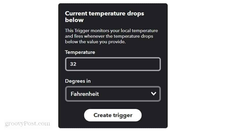 задаване на границата на температурата на времето в ifttt