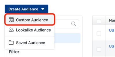 стъпка 1 за това как да създадете потребителска аудитория във Facebook