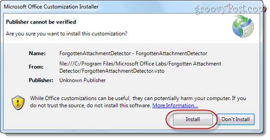 Детектор за забравен прикачен файл за Microsoft Outlook