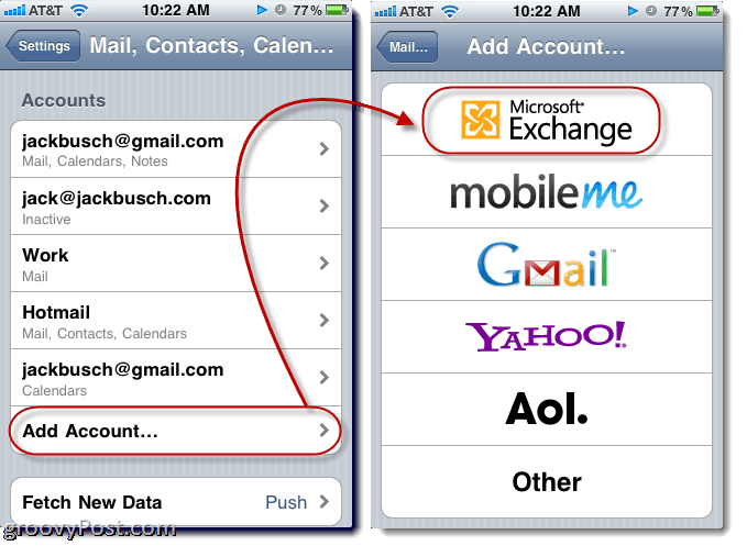 Добавяне на Hotmail Exchange ActiveSync към iPhone