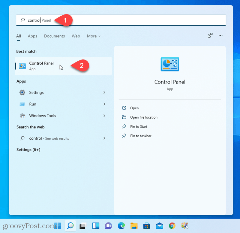Отворете контролния панел в Windows 11
