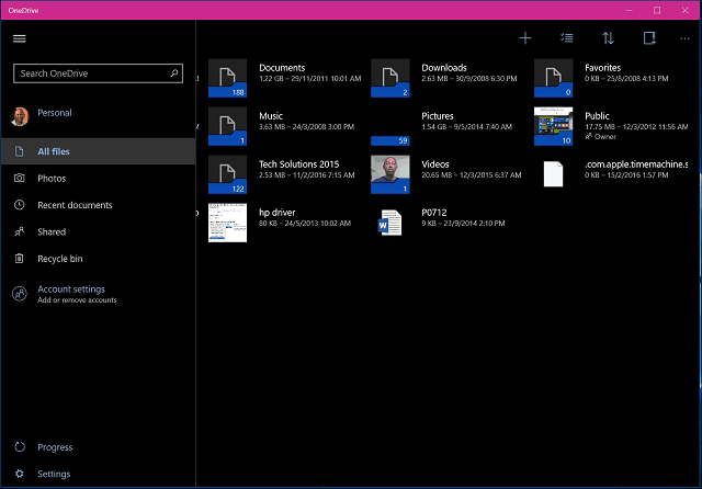 Прозорци на приложения OneDrive 10 4