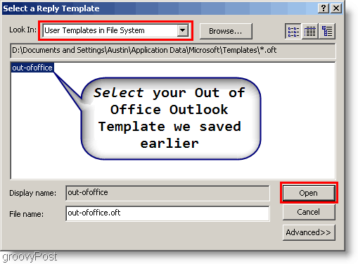 Outlook 2007 - Създайте правило за Outlook, изберете шаблон