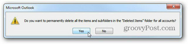 Автоматично изпразване на изтритите елементи в Outlook 2010 при излизане
