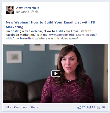 Еми Портърфийлд facebook уеб семинар реклама