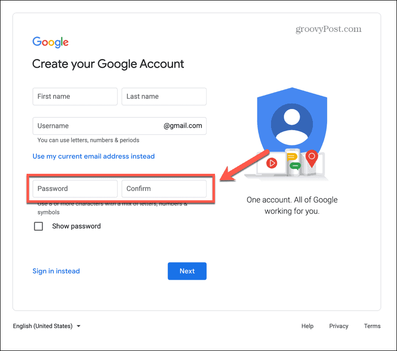 парола за детски акаунт в gmail