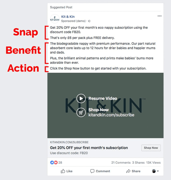 Пример за метод за копиране на SBS във Facebook реклама
