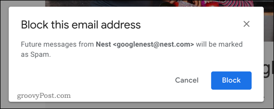 Бутон за блокиране в Gmail