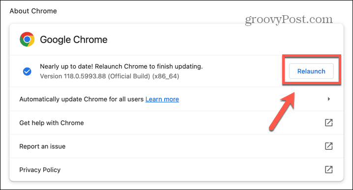 рестартиране на chrome