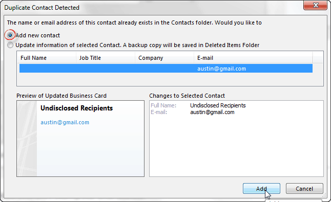 Направете изглед на Outlook, за да изпращате имейли до неразкрити получатели