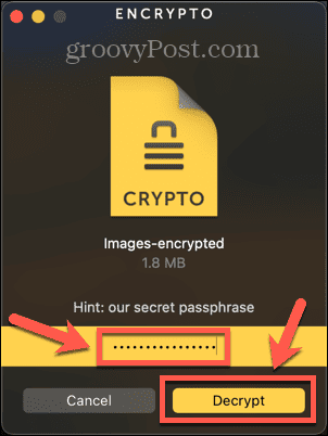 бутон за криптиране и дешифриране