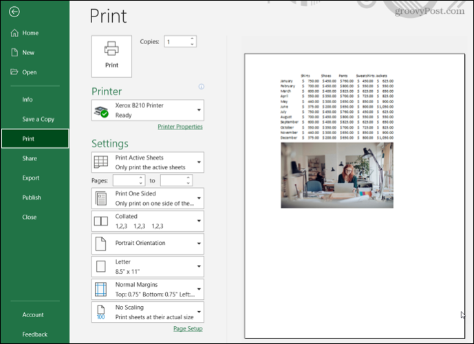 Визуализация на печат без линии на мрежата в Excel 