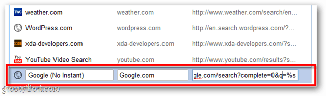 добавете търсачка към Google Chrome