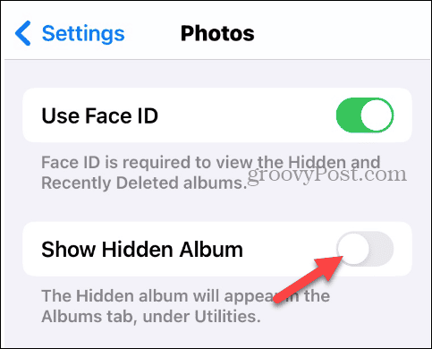 Скриване и показване на снимки на вашия iPhone