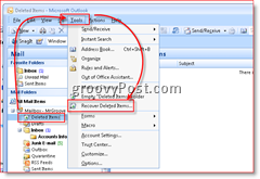 Изображение на как да възстановите изтрити елементи в Outlook 2007