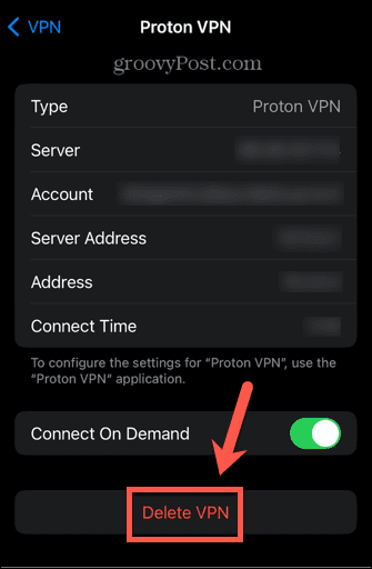 iphone изтриване на vpn конфигурация