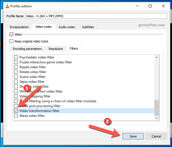 Добавяне на филтър за въртене към VLC видео в Windows