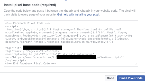 Уверете се, че сте инсталирали основния код на Facebook пиксела на вашия сайт.