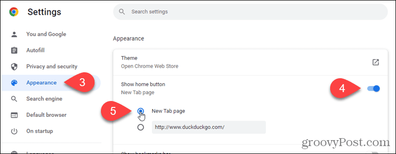 Покажете бутона Начало в Chrome и накарайте бутона Начало да отваря страницата Нов раздел
