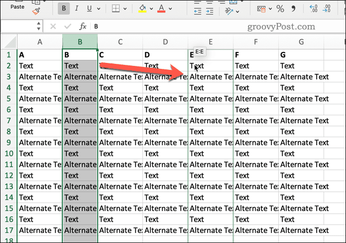 Преместване на колона в Excel