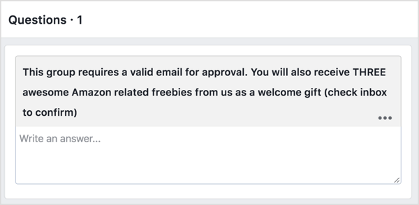 Помолете бъдещите членове на групата във Facebook да предоставят своя имейл адрес в замяна на безплатно.