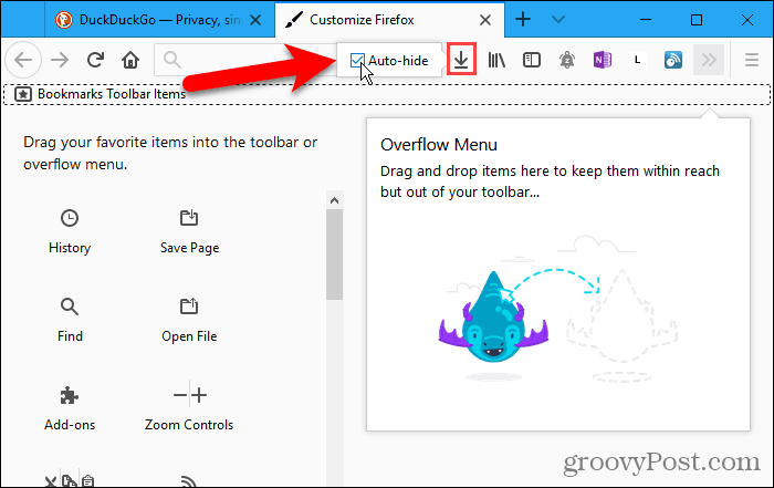 Деактивирайте бутона за автоматично скриване за изтегляния в Firefox