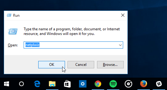 Диалогов прозорец за стартиране на Windows 10