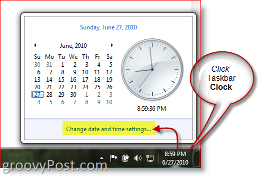 Часовник за показване на Windows 7 от лентата на задачите