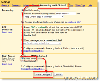 Използвайте Outlook 2007 с акаунта на GMAIL Webmail, като използвате iMAP