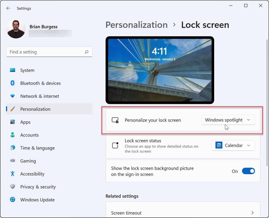 Персонализирайте заключения екран на Windows 11