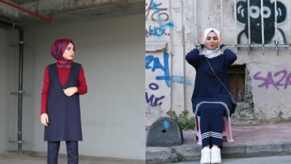 Темно сини дрехи в облекла на хиджаб