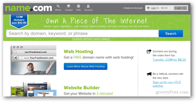 name.com поддържа регистрация на домейн и хостинг на уебсайтове