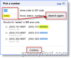 Търсене в Google Voice номер за промяна