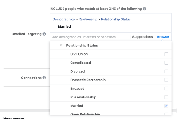 Опции за демографско насочване за водеща рекламна кампания във Facebook.