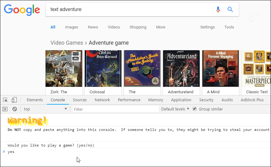 Google Текстово приключение