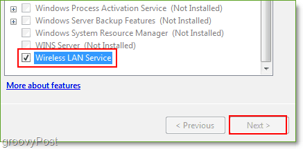 Снимка на екрана - Windows Server 2008 Активирайте функцията за безжична услуга Lan