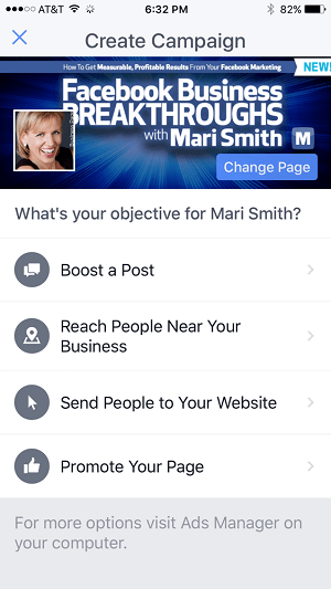 табло за управление на реклами във facebook в приложението за управление на facebook страници