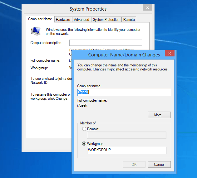 Компютър с име на Windows 8