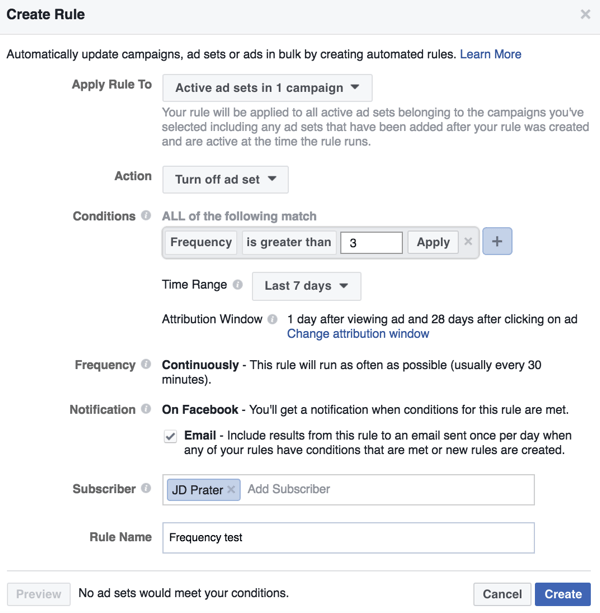 Настройте автоматизирано правило на Facebook в Power Editor.