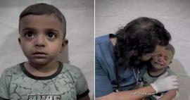 Така лекарят се опита да успокои треперещото от страх палестинско дете по време на израелската атака