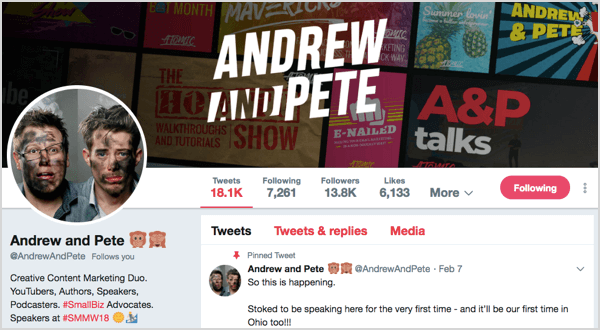 Профил в Twitter за @andrewandpete.