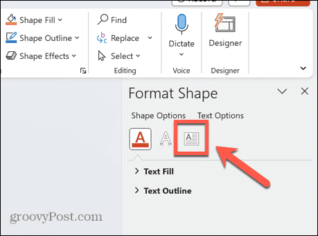 икона на текстово поле на powerpoint