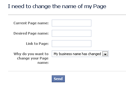 променете името на вашата страница