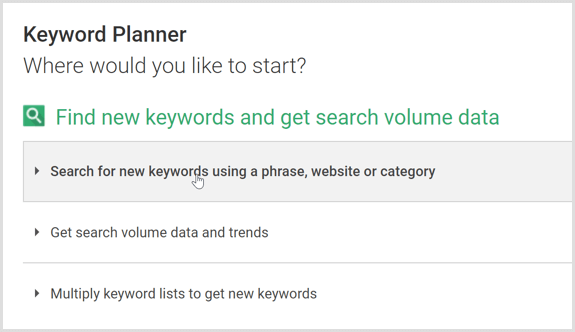 Търсене в Google AdWords Планер за ключови думи