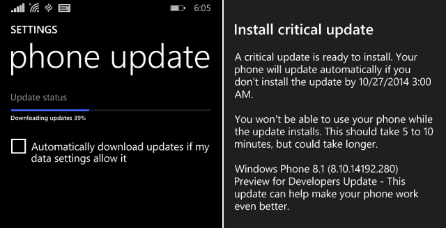 Windows Phone 8-1 Критична актуализация
