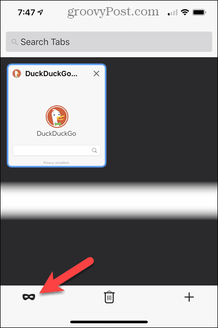 Докоснете бутона за частно сърфиране във Firefox на iOS